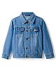 Pine Kids Cotton Woven Full Sleeves Solid Color Denim Jacket - Light Blue