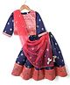 Babyhug Brocade Woven Choli Lehenga and Dupatta Set with Lace Detailing - Navy Blue