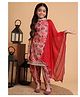 Aspriya Cotton Woven Sleeveless Floral Printed & Gota Lace Embellished Kurti Dhoti With Dupatta Set - Peach