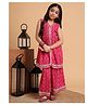 Aspriya Cotton Woven Sleeveless Ethnic Motif Printed & Gota Lace Embellished Kurta With Sharara Set - Pink
