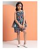 Aspriya Cotton Woven Sleeveless Floral Printed Coordinating Top & Shorts Set - Royal Blue