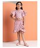 Aspriya Cotton Woven Half Flutter Sleeves Floral Printed Top & Coordinating Skirt Set - Baby Pink