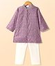 Babyhug Woven Full Sleeves Kurta Pajama Set with Embroidery & Sequin Detailing - Lavender