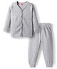 Babyhug Knit Full Sleeves Solid Color Thermal Vest & Pant Set - Light Grey