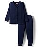 Babyhug Knit Full Sleeves Solid Colour Thermal Inner Wear Set - Navy Blue