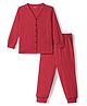 Babyhug Knit Full Sleeves Solid Color Front Open Thermal Inner Wear Set - Coral