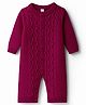 Babyhug Knit Full Sleeves Winter Wear Solid Romper With Cable Knit Design - Wine