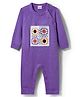 Babyhug Sweater Knit Full Sleeves Winter Wear Romper with Floral Design and Patch - Purple