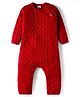 Babyhug Sweater Knit Full Raglan Sleeves Winter Romper with Cable Knit Design - Red