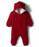 Babyhug Knit Full Sleeves Hooded Winter Wear Romper - Red