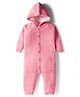 Babyhug Knit  Full Raglan Sleeves Hooded Winter Romper - Pink