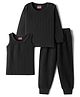 Babyhug Knit Full Sleeves Solid Thermal Set With Vest - Charcoal Grey