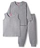 Babyhug Knit Solid Color Full Sleeves Pullover & Sleeveless Thermal Vest & Pant Set - Light Grey