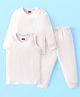 Babyhug Knit Full Sleeves Solid Color Thermal Innerwear Set with Vest - Offwhite