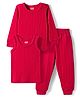 Babyhug Knit Full Sleeves Solid Color Thermal Vests & Pant Set - Red