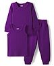 Babyhug Knit Full Sleeves Solid Color Thermal Vests & Pant Set - Purple