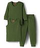 Babyhug Knit Solid Coloured Thermal Set With Vest - Olive Green