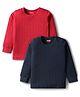 Babyhug Cotton Knit Full Sleeves Solid Coloured Pullover Vests Pack Of 2 - Red & Navy Blue