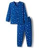 Babyhug Knit Full Sleeves Thermal Inner Wear Set With Star Print - Blue