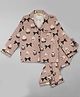 Pyjama Party Cotton Woven Full Sleeves Cup Cakes Printed Coordinating Night Suit Set - Brown
