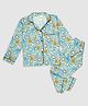 Pyjama Party Pure Cotton Woven Full Sleeves Sea Life Printed Coordinating Night Suit Set - Blue