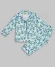 Pyjama Party Pure Cotton Woven Full Sleeves Cartoon Printed Coordinating Night Suit Set - Blue