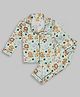 Pyjama Party Pure Cotton Woven Full Sleeves Baby Animals Printed Coordinating Night Suit Set - Green
