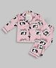 Pyjama Party Pure Cotton Woven Full Sleeves Baby Penguins Printed Coordinating Night Suit Set - Pink