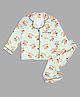 Pyjama Party Cotton Woven Full Sleeves Baby Monkeys Printed Coordinating Night Suit Set - Blue