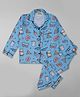Pyjama Party Rayon Woven Full Sleeves Weekend Mode Text Printed Coordinating Night Suit Set - Blue