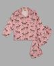 Pyjama Party Rayon Woven Full Sleeves Merry Go Round Horse Printed Coordinating Night Suit Set - Pink