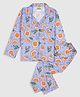 Pyjama Party Rayon Woven Full Sleeves Floral & Oranges Printed Coordinating Night Suit Set - Lavender