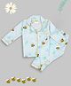 Pyjama Party Rayon Woven Full Sleeves Floral & Honey Bees Printed Coordinating Night Suit Set - Blue