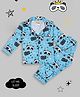 Pyjama Party Rayon Woven Full Sleeves Let Me Sleep Text Printed Coordinating Night Suit Set - Blue