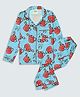 Pyjama Party Rayon Woven Full Sleeves Cups Printed Coordinating Night Suit Set - Blue