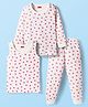 Babyhug Cotton Knit Full Sleeves Thermal Inner Wear Set With Floral Print - White
