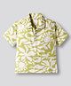 Bonfino Woven Half Sleeves Drop Shoulder Resort Collar Printed Shirt - Light Green