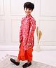 Twisha Woven Full Sleeves Floral Printed Dhoti Kurta Set - Red & Orange