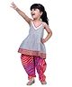Twisha Cotton Woven Sleeveless Striped Gota Lace Embellished Top & Dhoti Set - Grey & Pink