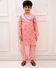 Twisha Cotton Woven Full Sleeves Floral Printed Gota Lace Embellished Dhoti Kurta Set - Peach & White
