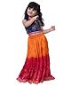 Twisha Woven Sleeveless Floral Embroidered Bandhani Designed & Sequins Embellished Lehenga Choli Set - Blue & Orange