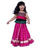 Twisha Woven Sleeveless Abstract Embroidered Mirror Work Embellished & Flamingos Foil Printed Lehenga Choli Set - Black & Pink