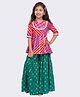Twisha Cotton Woven Three Fourth Sleeves Leheriya Printed Whales Foil Designed & Gota Lace Embellished Kurti Sharara Set - Pink & Green