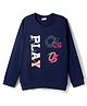 Olio Kids Sinker Knit Full Sleeves T-Shirt With Play Text Print - Navy Blue