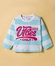 Olio Kids Sinker Knit Full Sleeves Striped Winter T-Shirt with Text Graphic - Light Blue