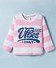 Olio Kids Sinker Knit Full Sleeves Striped Winter T-Shirt with Text Graphic - Pink