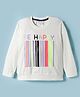 Olio Kids Sinker Knit Full Sleeves Winter T-Shirt With Be Happy Text Print - Offwhite
