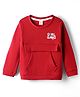 Olio Kids Knitted Full Sleeves Winter T-Shirt With Kangaroo Pockets & Girl Gang Print - Dark Red