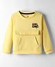 Olio Kids Knitted Full Sleeves Winter T-Shirt With Kangaroo Pockets & Girl Gang Print - Yellow