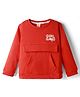 Olio Kids Knitted Full Sleeves Winter T-Shirt With Kangaroo Pockets & Girl Gang Print - Red